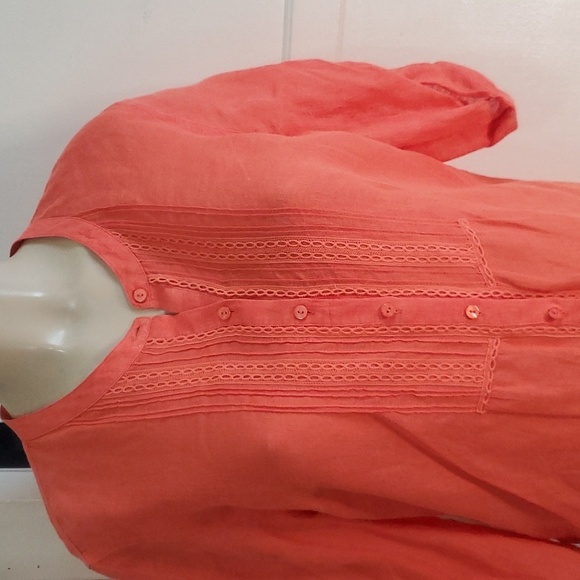 Tommy Bahama Top Blouse Button Down 3/4 Roll Tab Sleeves 100% Linen Sz S - Picture 2 of 10